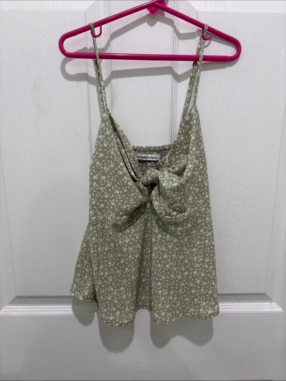 Abercrombie & Fitch Sage Green Floral Tie-Front Cami